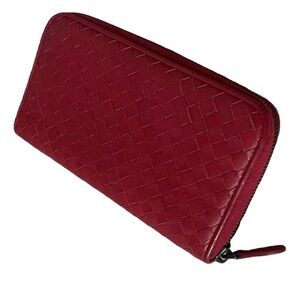 BOTTEGA VENETA
Intrecciato Leather Zip-Around Wallet Red